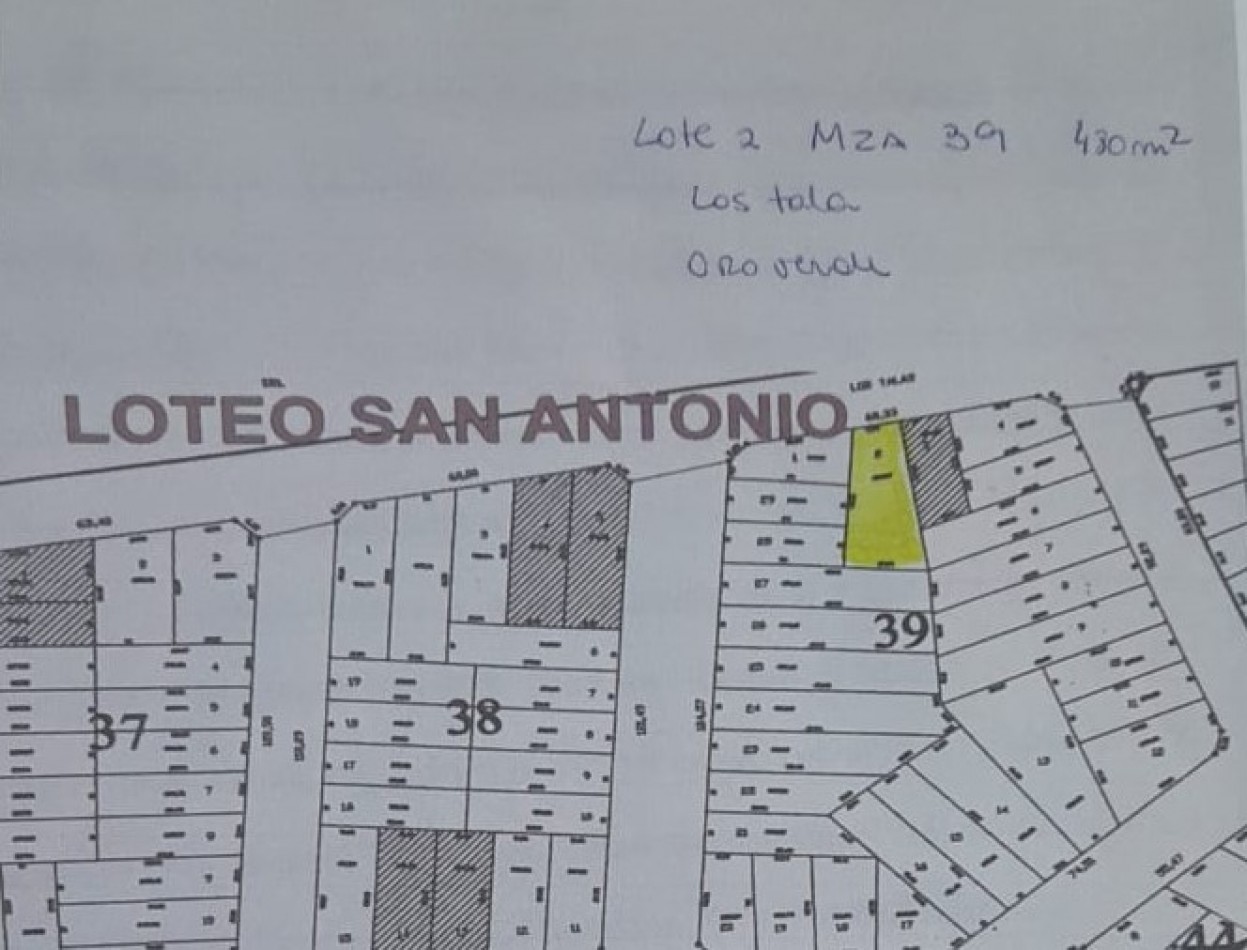 Venta Lote San Antonio Oro Verde